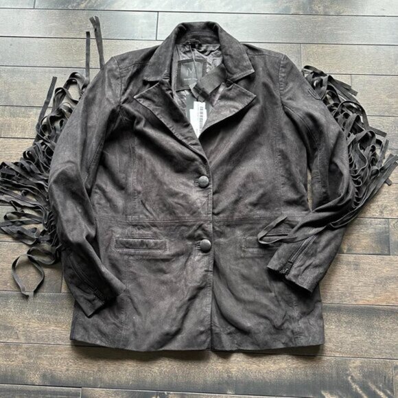 Mauritius Suede Fringe Blazer Jacket - new with tags - Picture 3 of 4
